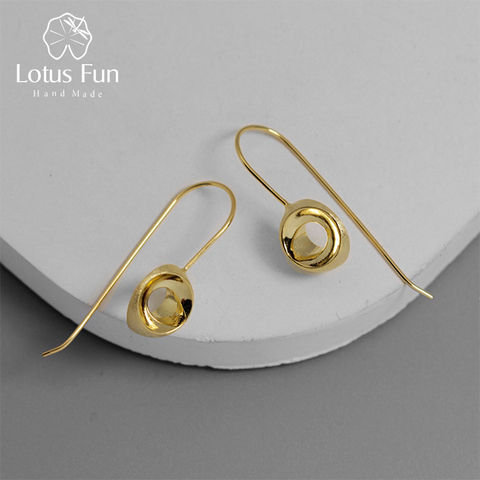 Lotus Fun Real 925 Sterling Silver Creative Designer Fine Jewelry Minimalism Stereoscopic Semicircle Dangle Earrings for Women ► Photo 1/6