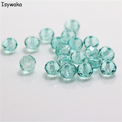 Isywaka Light Lake Blue Colors 4*6mm 50pcs Rondelle Austria faceted Crystal Glass Beads Loose Round Beads for Jewelry Making ► Photo 1/6