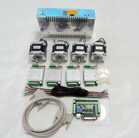 CNC Router Kit 4 Axis, 4pcs 1 axis TB6600 stepper motor driver+breakout board+ 4pcs Nema23 57HS56-3004 motor+ 24V power supply ► Photo 1/5