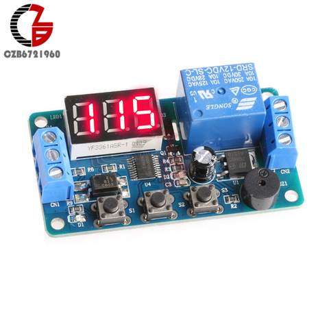 Digital LED Display Time Delay Relay Module Board DC 12V Control Timer Switch Trigger Cycle Module Car Buzzer PLC Automation ► Photo 1/6