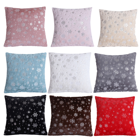 Solid Decorative Pillows Snow Snowflake Cushion Cover Plush Throw Pillow Cover Seat Sofa Embrace Pillow Case Home Decor 43x43cm ► Photo 1/6