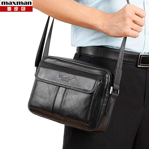 CHEER SOUL Genuine Leather Small Messenger Bags For Men Shoulder Bags Crossbody Business Male Business handbags iPad Purse ► Photo 1/5