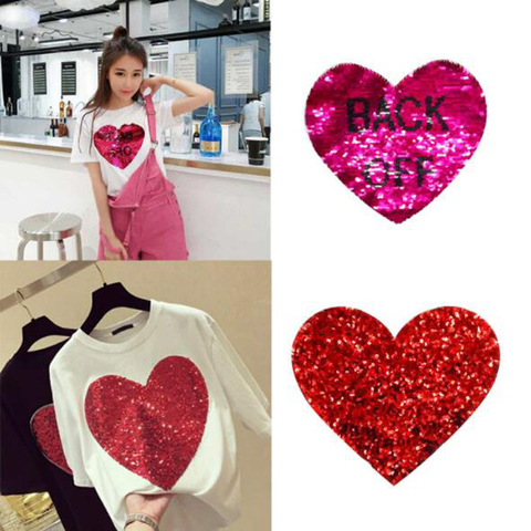 Love Heart Sequins Sew On Patches For Clothes DIY Patch Applique Bag Clothing Coat Sweater Crafts 1pc Scrapbooking NL131 ► Photo 1/5