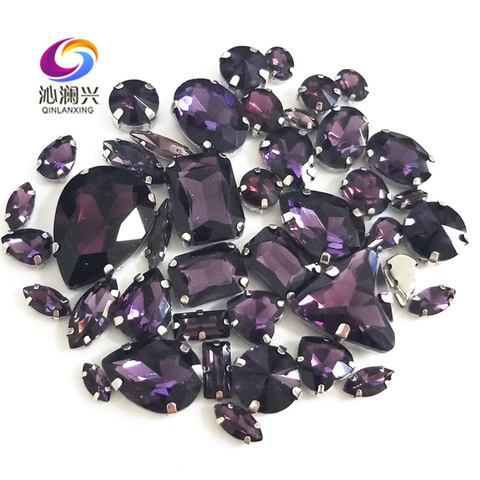 Factory sales 68pcs/bag Deep purple mix size top glass crystal rhinestones,mix shape sew on stones for diy/Clothing accessorie ► Photo 1/4