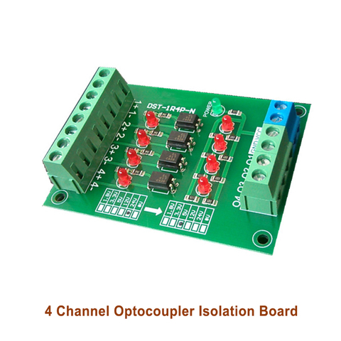 4-way Optocoupler Isolation PLC Level Voltage Conversion Board 1.8 3.3 5 12 24V DST-1R4P-N ► Photo 1/1
