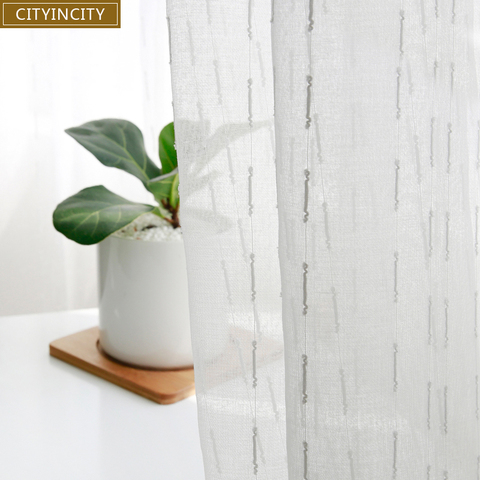 CITYINCITY Drops curtian for living room Transparent white curtains for Kitchen japan Sheer Voile tulle for Window Customized ► Photo 1/6