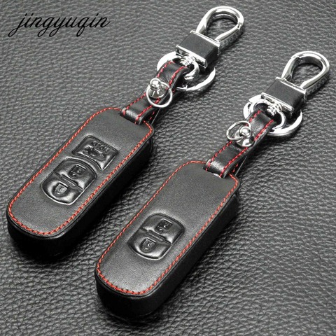 jingyuqin 2/3BTN Genuine Leather Car Key Case Protect for Mazda 2 3 5 6 CX-3 CX-4 CX-5 CX-7 CX-9 Atenza Axela MX5 Fob Cover Set ► Photo 1/5