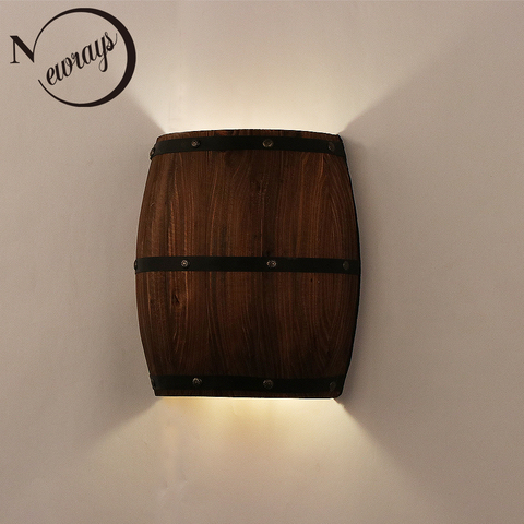 American vintage wall lamps country wine barrel modern wall lights LED E27 for bedroom living room restaurant kitchen aisle bar ► Photo 1/6