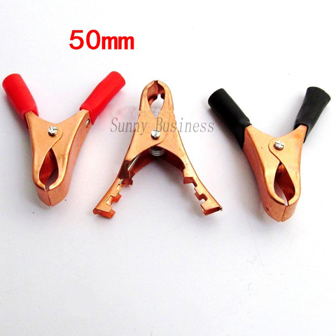 10pcs  Copper Plated Insulated Car cable Battery Clips Alligator clip clamp Clamps 50A Red Black diy kit test leads ► Photo 1/1
