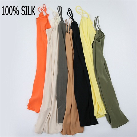 100% Silk Chemise Nightgown Nightdress Sleepwear with spaghetti straps JN002 ► Photo 1/6