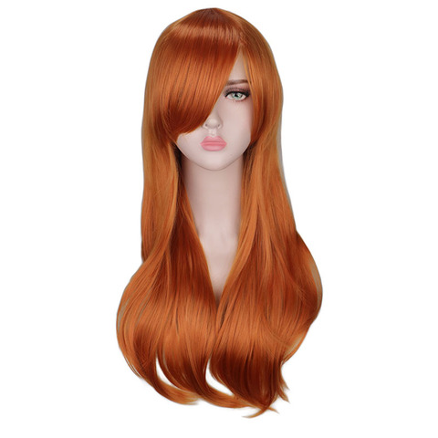 QQXCAIW Long Curly Cosplay Costume Orange Wig For Women High Temperature Synthetic Hair Wigs ► Photo 1/2