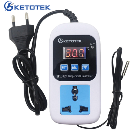 -50~110C Digital Thermostat Temperature Controller Switch EU Plug AC 110-220V Microcomputer Socket NTC Sensor KT3008 KT3009 ► Photo 1/6