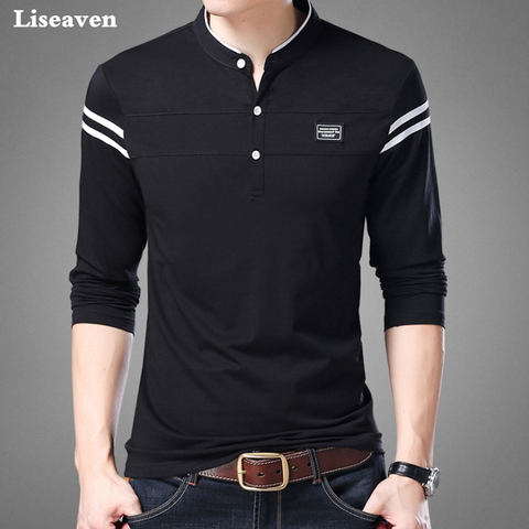 Liseaven Men T Shirt Man Long Sleeve tshirt Men's Clothing Mandarin Collar T-Shirts Tops & Tees Male Tshirts ► Photo 1/6