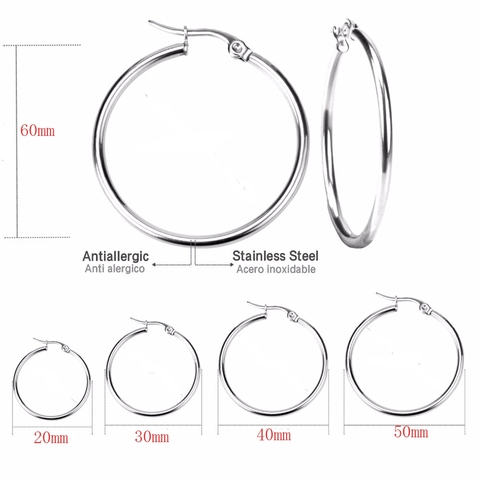 Todorova Small Big Circle Women Hoop Earrings Exaggerated Hoop Ear Loop Smooth Ring Earring Stainless Steel Jewelry ► Photo 1/6