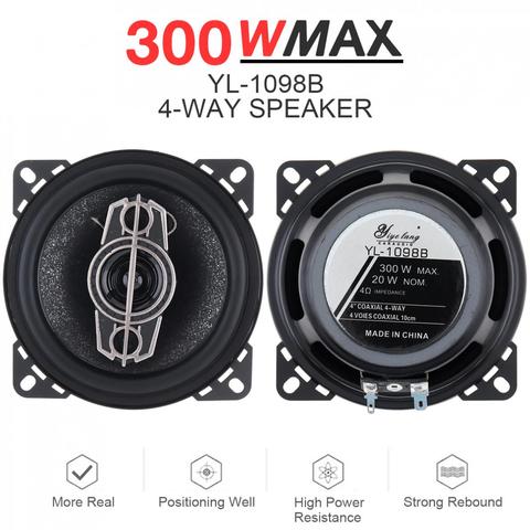2pcs 4 Inch 300W 4 Way Durable Car Coaxial Auto Music Stereo Full Range Frequency Hifi Speakers Non-destructive Installation ► Photo 1/6