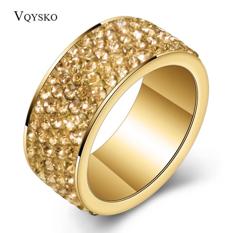 Gold Crystal Jewelry Free Shipping Wholesale Gold Color Stainless Steel Crystal Weddind Rings for women ► Photo 1/6