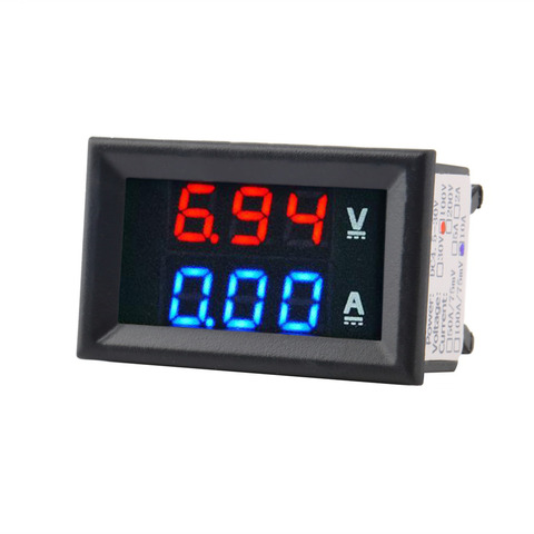 1pcs Professional DC 100V 10A Voltmeter Ammeter Blue + Red LED Amp Dual Digital Volt Meter Gauge ► Photo 1/5