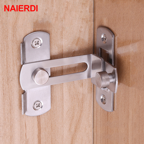 NAIERDI 90 Degree Hasp Latches Stainless Steel Sliding Door Chain Locks Security Tools Hardware For Window Cabinet Hotel Home ► Photo 1/6