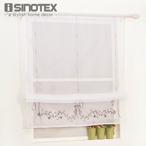 Roman Curtain Floral Embroidered Sheer Window Panel Drape For Kitchen Living Room Voile Screening Rod Pocket With Plastic Tubes ► Photo 1/6