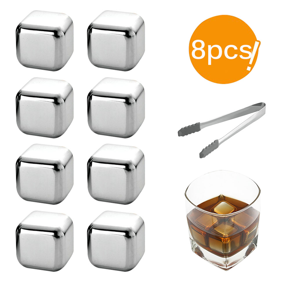 Stainless Steel Ice Cube Reusable Metal Chilling Stones with Whisky Keep Cold 