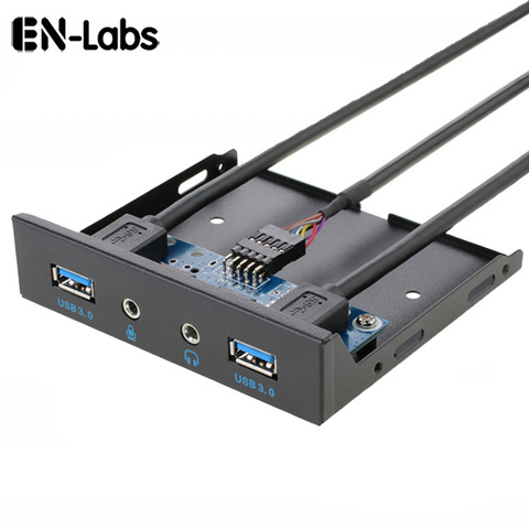 En-Labs 2 Port  USB 3.0 Hub PC 3.5 Front Panel Audio Jack Microphone ,USB 20 pin Motherboard to Dual USB 3.0 Female Splitter ► Photo 1/3