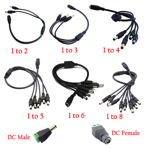 Splitter Adapter Connector 1 Female to 2 3 4 5 6 8 Male Way DC Power Jack Plug Cable 12V 5.5mm*2.1mm  For CCTV Camera LED Strip ► Photo 1/6