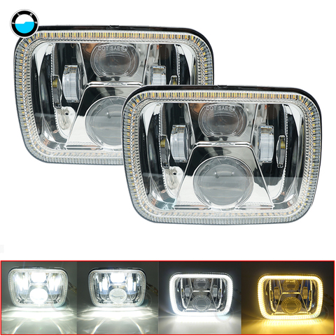 2 pcs Square 7x6 5X7 inch LED Headlights with High Low Beam H6054 6054 Led Headlight For Jeep Wrangler YJ Cherokee GMC. ► Photo 1/6
