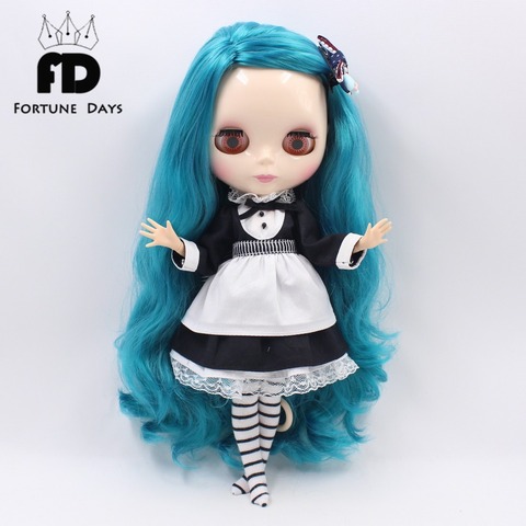 DBS blyth doll icy licca waitress suit black dress with leggings apron lolita, only clothes no doll ► Photo 1/5
