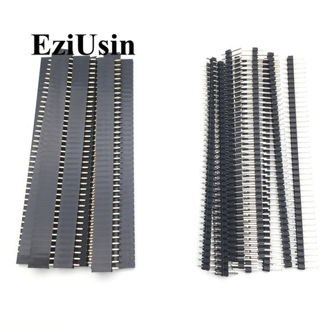 20pcs 10 pairs 40 Pin 1x40 Single Row Male and Female  2.54 Breakable Pin Header PCB JST Connector Strip for Arduino Black ► Photo 1/6