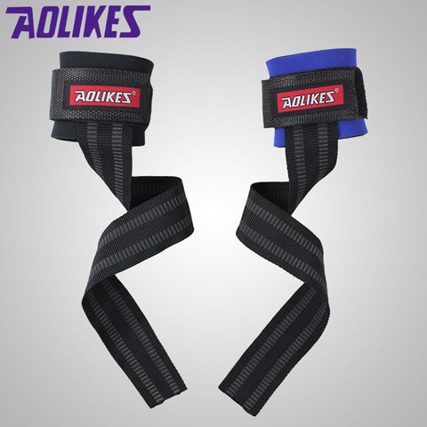 AOLIKES 1 Pair No-Slip Thicken Gym Training Weight Lifting Gloves Bar Grip Barbell Straps Wraps Hand with Wrist Support ► Photo 1/5