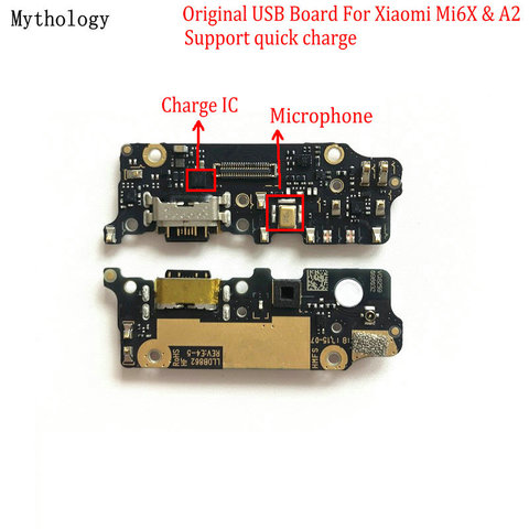 Mythology Original For Xiaomi Mi A2 6X USB Board Flex Cable Dock Connector Microphone Mobile Phone IC Support Quick Charger ► Photo 1/4