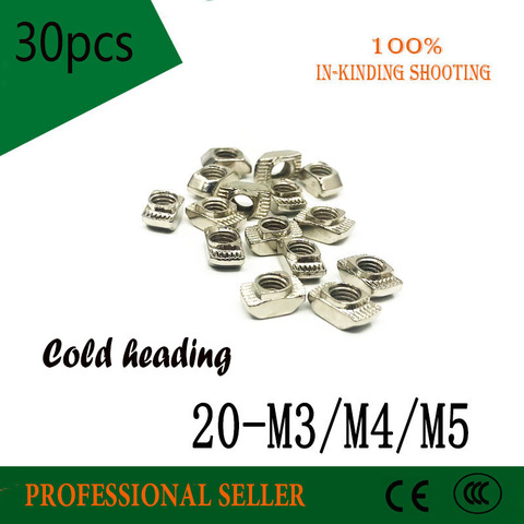 Cold heading 30PCS 20-m3 M4 M5 T-nut Hammer Head Fasten Nut 3D Printer Parts Nickel Plated for 2022 series T Slot Groove 6 20TN ► Photo 1/3