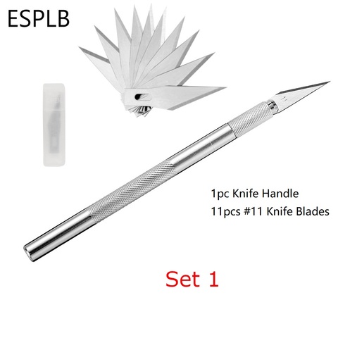 ESPLB Metal Scalpel Knife Blades #11 Non-slip Cutter Engraving Craft Knives Blades for Mobile Phone Laptop PCB Repair Hand Tools ► Photo 1/6