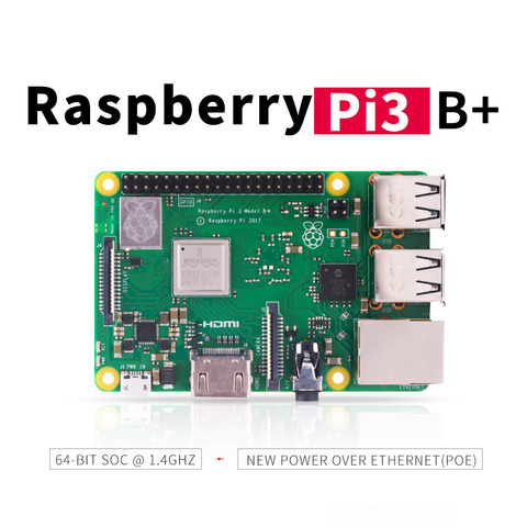 original Raspberry Pi 3 Model B+ (plus) Built-in Broadcom 1.4GHz quad-core 64 bit processor Wifi Bluetooth and USB Port ► Photo 1/6