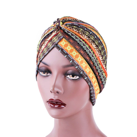New Women Print Flower Knot Cancer Ruffle Chemo Hat Beanie scarf Turban Head Wrap Knitted Cap Hair Loss Accessories ► Photo 1/6