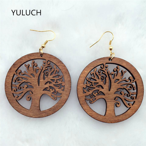 hot pair personality New design Big handmade Natural african red wood tree earrings jewelry  lot ► Photo 1/1