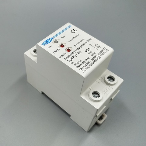 40A 230V Din rail 3 LED automatic reconnect over voltage and under voltage protective device protector protection relay ► Photo 1/6