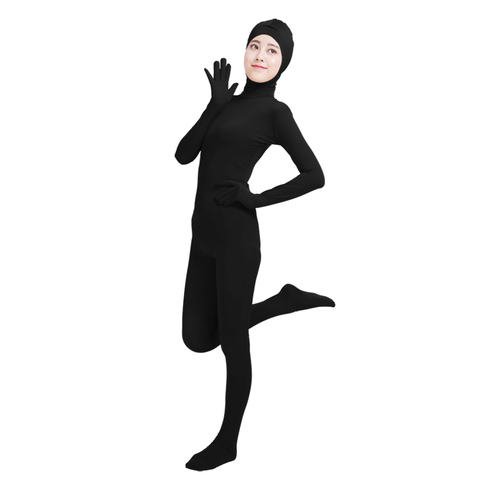 Ensnovo Unisex Cosplay Zentai Suits Women Men Adult Open Face Full Body Spandex Suit Zentai Black Bodysuit Cosplay Costumes ► Photo 1/6