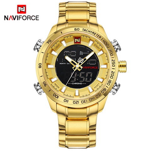 NAVIFORCE Luxury Brand Mens Sport Watch Gold Quartz Led Clock Men Waterproof Wrist Watch Male Military Watches Relogio Masculino ► Photo 1/6