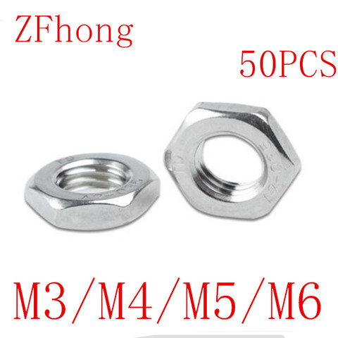 10-50pcs M2 M2.5 M3 M4 M5 M6 M8 M10 304 A2-70 Stainless Steel Flat Hex Hexagon Thin Nut Jam Nut ► Photo 1/1