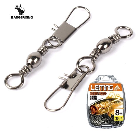 36pcs/lot anti-rust snap swivel carp fishing accessories stainless steel barrel safety snap tackle set for sea fishing accessory ► Photo 1/6