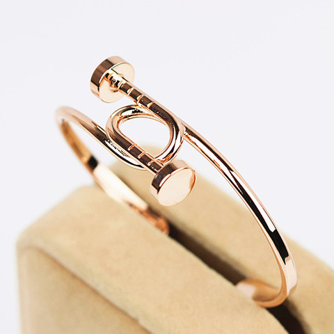 The oval opening design Super beautiful Non-mainstream exaggerated personality open bangle bracelet plating rose gold ► Photo 1/6