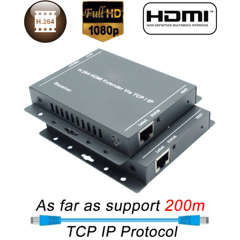 ZY-DT216 HDBitT IP HDMI Extender 200m Over UTP/STP CAT5 CAT5e CAT6 Extender HDMI With IR LAN Network RJ45 HDMI Extender Ethernet ► Photo 1/5