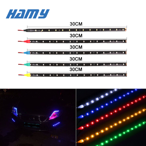 1x Car Led Strip DIY RGB Bulb Atmosphere Decorative Lamp Auto Inerior Light 15LED Daytime Running Light DRL Motorcycle Styling ► Photo 1/6