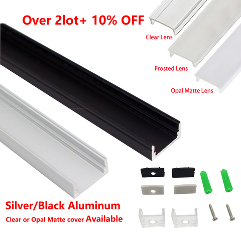 10pcs/lot 1M aluminum led profile for 3528 5050 led strip Width 12mm LED Aluminum channel led light bar Housing Black&Silver ► Photo 1/6