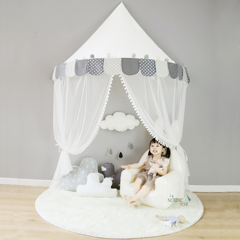 Kids Teepee Tents Children Play House Castle Cotton Foldable Tent Canopy Bed Curtain Baby Crib Netting Girls Boy Room Decoration ► Photo 1/6