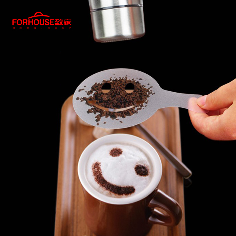 Cocoa Shaker,coffee Powder Shaker 16 Pcs Coffee Cappuccino Stencils &  Barista Pen For Cappuccino Po