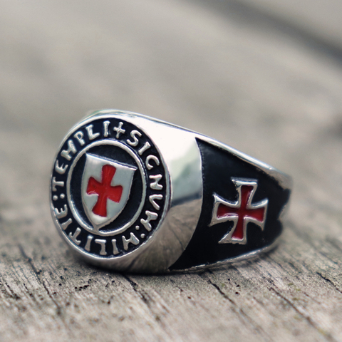 Mens Knights Templar Cross Masonic Stainless Steel Ring Freimaurer Biker Jewelry ► Photo 1/5