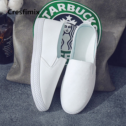 Cresfimix zapatos de mujer women fashion white breathable slip on flat shoes lady pu leather summer comfortable loafers a2015 ► Photo 1/6