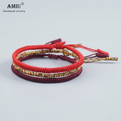 AMIU 3PCS Multi Color Tibetan Buddhist Good Lucky Charm Tibetan Bracelets & Bangles For Women Men Handmade Knots Rope Bracelet ► Photo 1/6